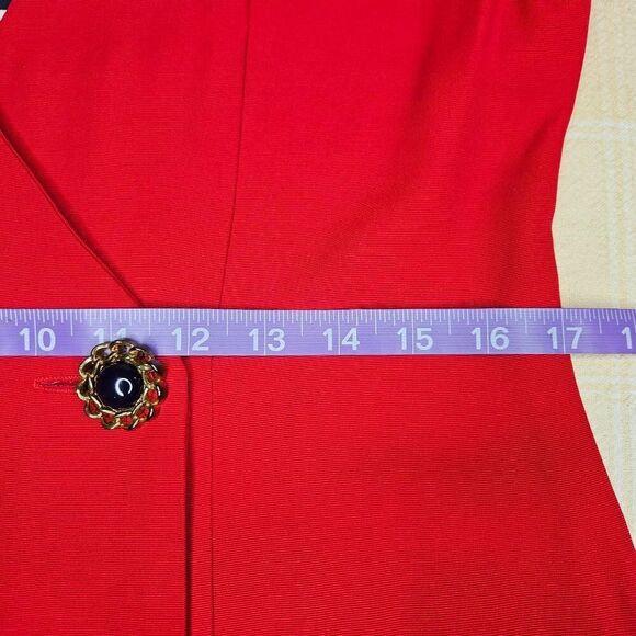David Benjamin Vintage 80's Bold Red Double Breasted Tailored Fit Blazer Blouse - Picture 9 of 16